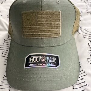 Highland Tactical Men’s Olive Green Patch Mesh Baseball Cap